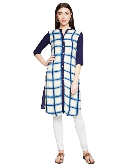 checkered straight kurta - 15920357 - Very Small Image - 1