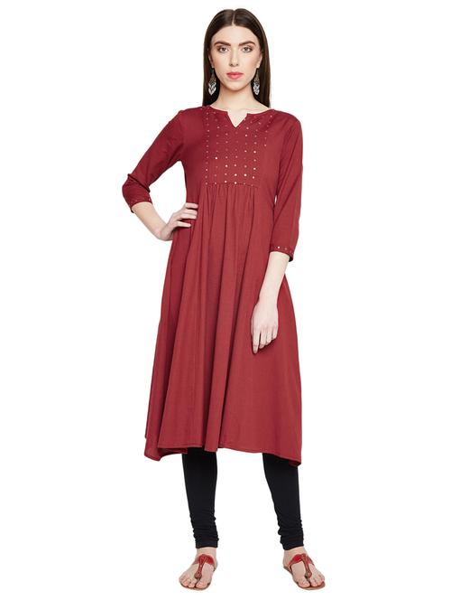 embroidered flared kurta - 15920364 - Very Small Image - 1
