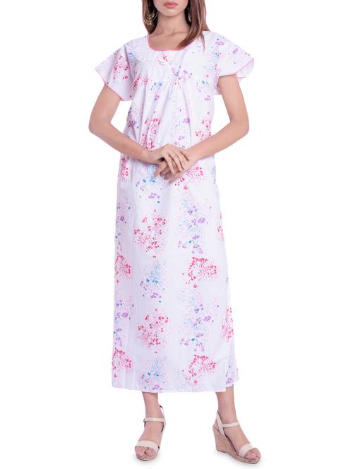 bow patch floral nightwear gown - 15920425 - Very Small Image - 1