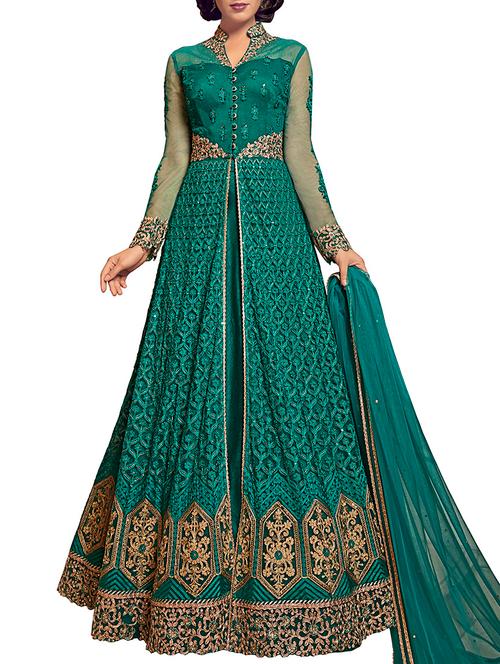 tonal embroidered kalidaar front slit layered suit - 15920526 - Very Small Image - 1
