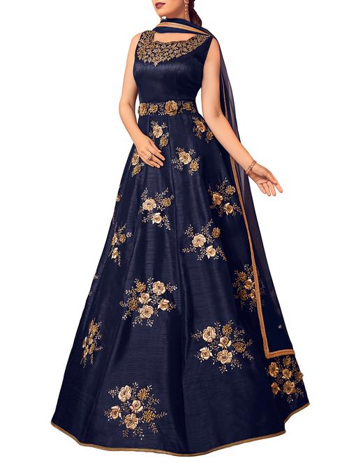 embroidered unstitched anarkali suit - 15920528 - Very Small Image - 1