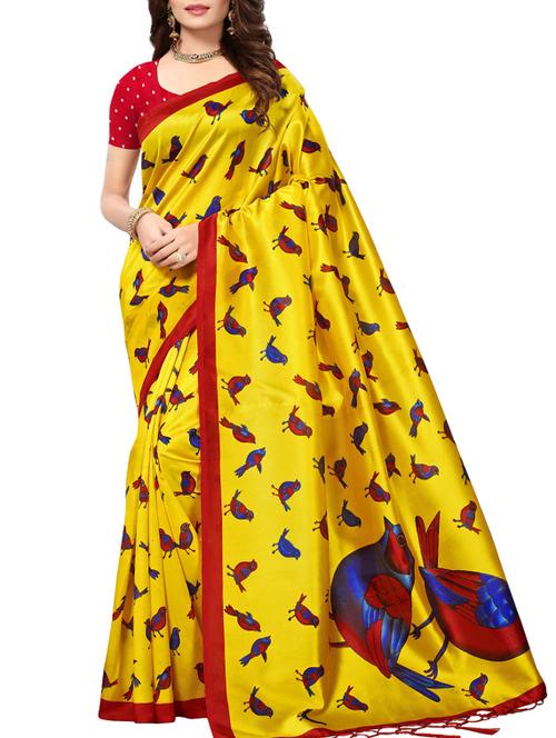 bird motif printed silk saree - 15920841 - Very Small Image - 1