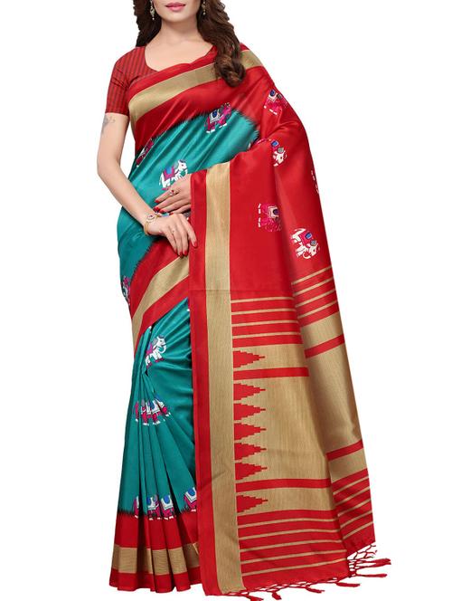 animal print silk saree with blouse - 15920853 - Very Small Image - 1