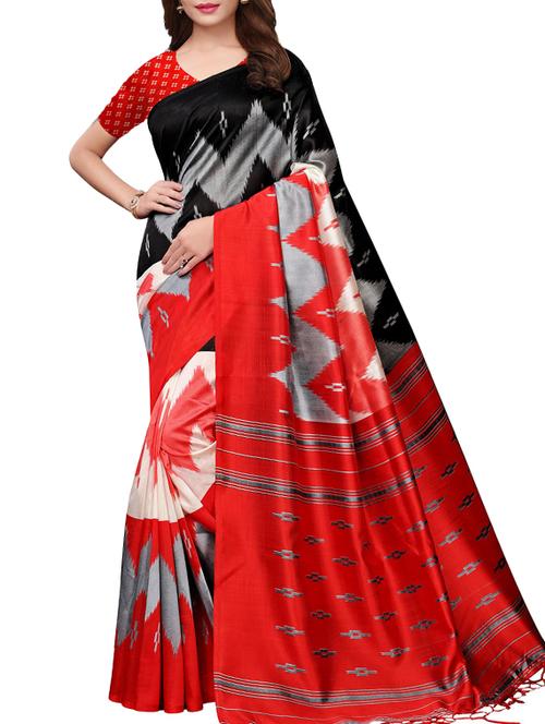 ikat print silk saree with blouse - 15920872 - Very Small Image - 1