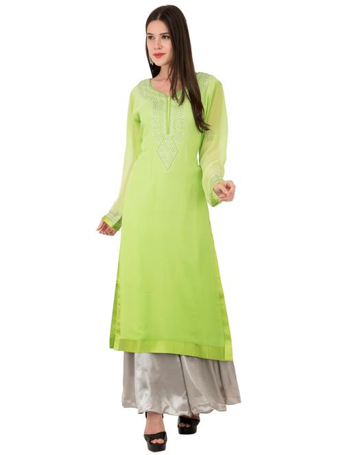 embellished straight kurta - 15920970 - Very Small Image - 1