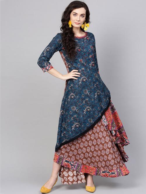 layered printed kurta - 15921153 - Very Small Image - 1