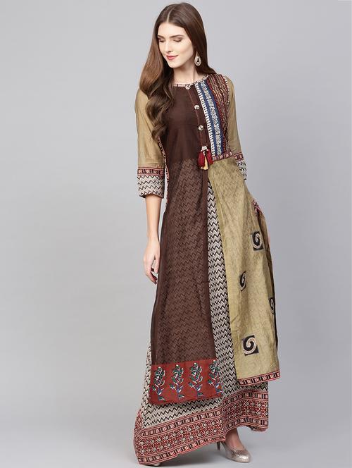 kaantha layered ethnic dress - 15921157 - Very Small Image - 1