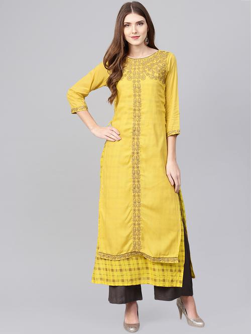 embroidered layered kurta - 15921176 - Very Small Image - 1