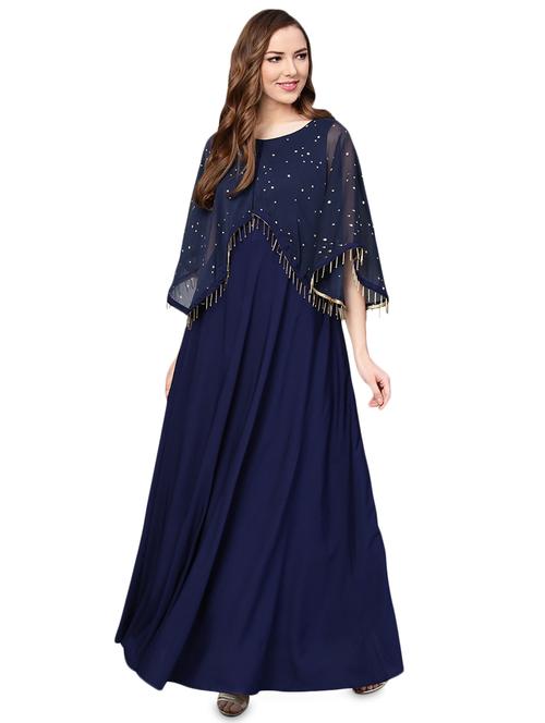 embellished a-line dress with crepe - 15921693 - Very Small Image - 1