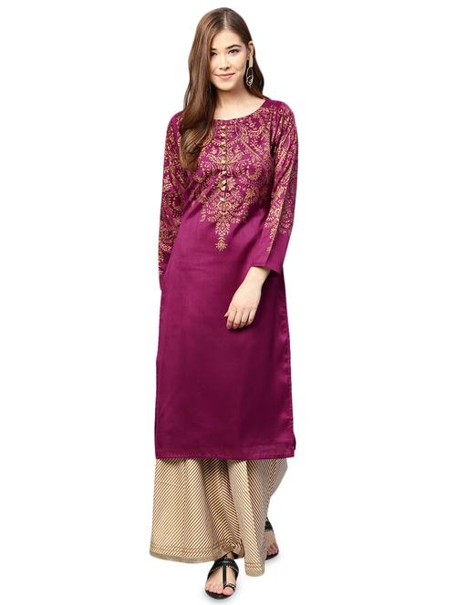 foil print straight kurta - 15921695 - Very Small Image - 1