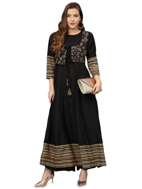 block print anarkali kurta - 15921700 - Very Small Image - 1