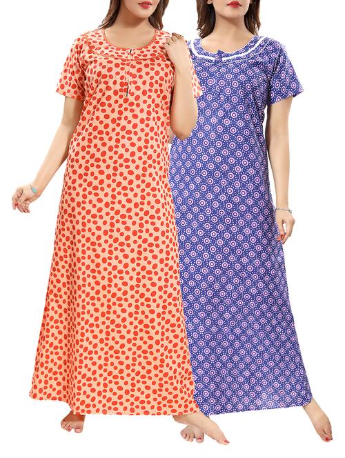 set of 2 polka dotted nightwear gowns - 15922308 - Very Small Image - 1