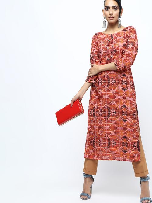printed straight kurta with tassels - 15922552 - Very Small Image - 1