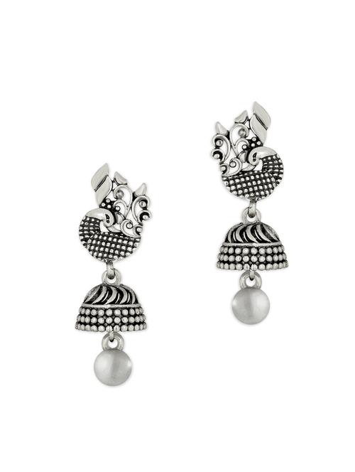 silver metal jhumka earring - 15922934 - Very Small Image - 1
