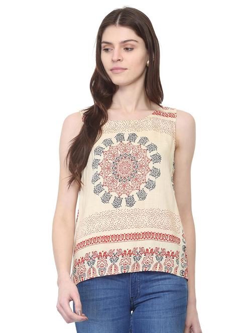 sleeveless block print top - 15922979 - Very Small Image - 1