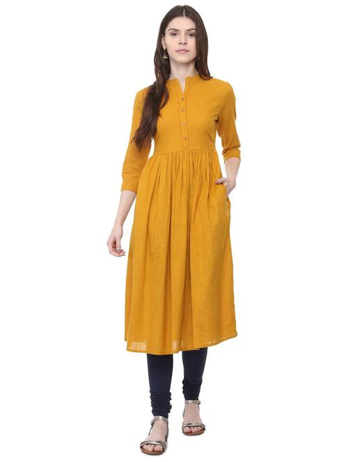 flared solid kaantha kurta - 15923003 - Very Small Image - 1