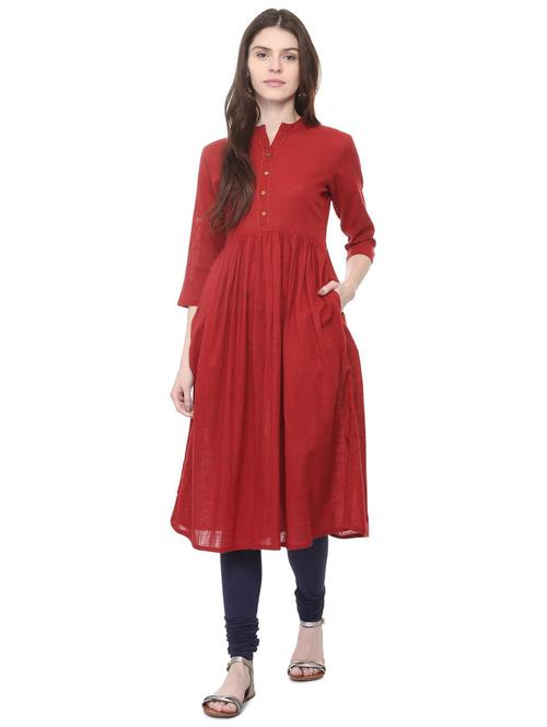 flared solid kurta with pocket - 15923004 - Very Small Image - 1