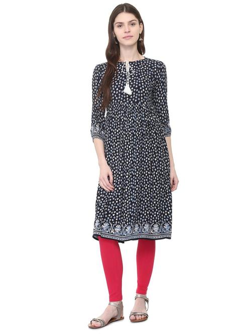 flared printed kurta with tassels - 15923008 - Very Small Image - 1