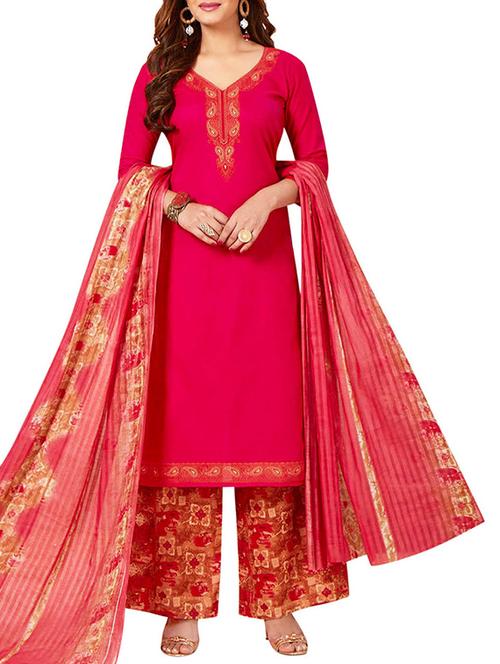printed unstitched churidaar suit - 15923395 - Very Small Image - 1