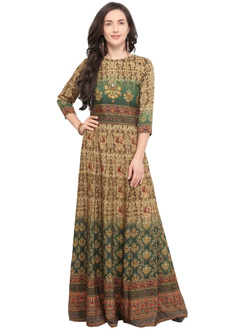 anarkali printed dress - 15923405 - Very Small Image - 1