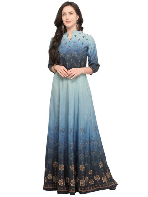 anarkali printed dress - 15923419 - Very Small Image - 1