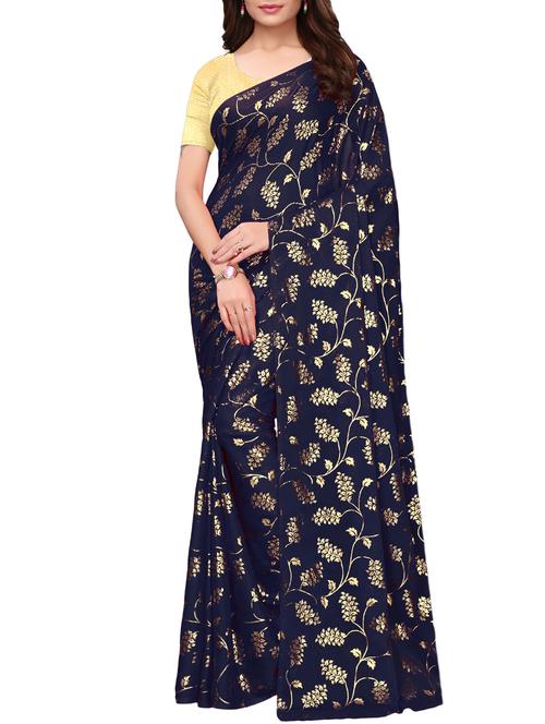 floral printed saree with blouse - 15923440 - Very Small Image - 1