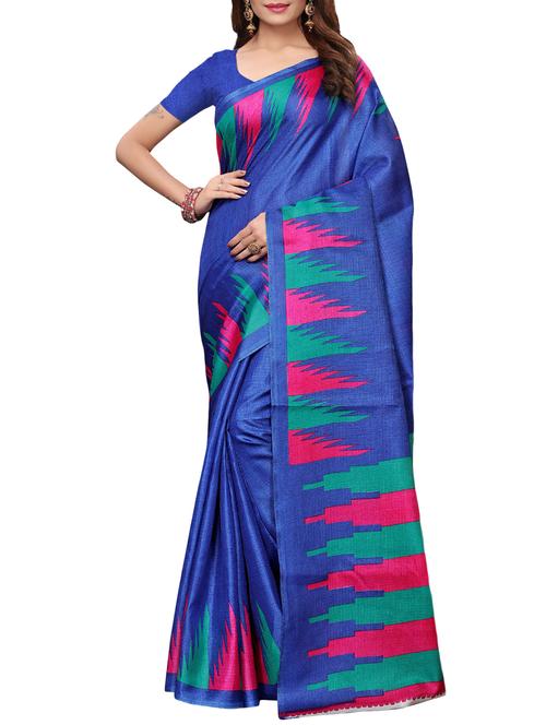 temple border printed saree with blouse - 15923459 - Very Small Image - 1