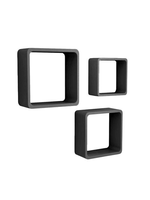 home sparkle set of three black cube wall shelves engineered wood (black) - 15923668 - Very Small Image - 1