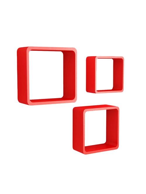 home sparkle set of 3 cube wall shelves engineered wood (red) - 15923669 - Very Small Image - 1