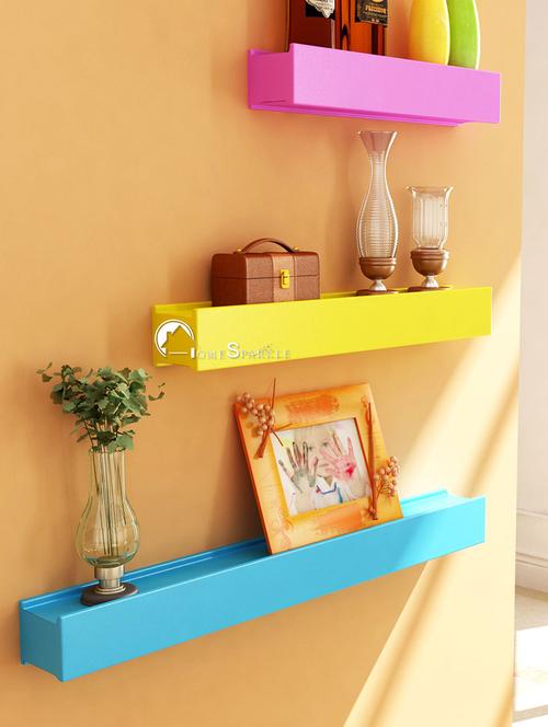 home sparkle set of 3 wall shelves engineered wood (multicolour) - 15923823 - Very Small Image - 1