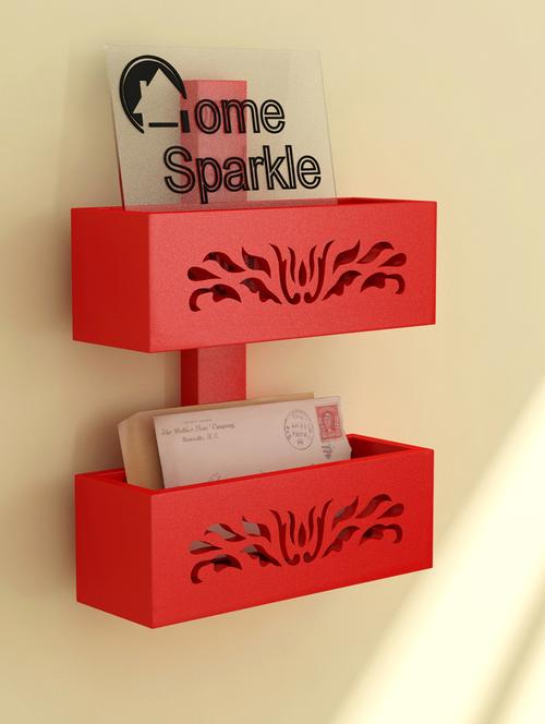 home sparkle magazine rack engineered wood (red) (30 x 12 x 41 cm) - 15923925 - Very Small Image - 1