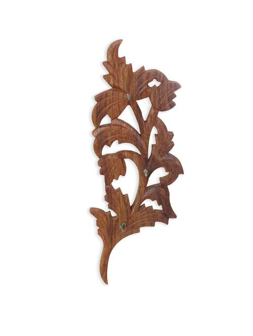 home sparkle key hanger leaf des. c/w shesham wood (brown) (9 x 2 x 25 cm) - 15923954 - Very Small Image - 1