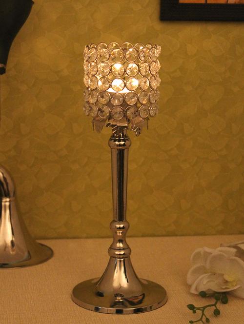 home sparkle crystal tea light candle holder stand aluminium (silver) - 15924149 - Very Small Image - 1