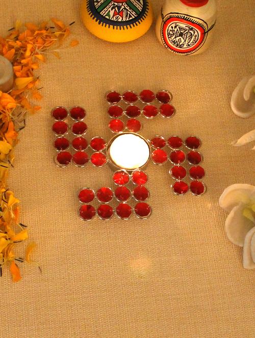 home sparkle crystal tea light candle holder stand mild steel (multicolor) - 15924151 - Very Small Image - 1