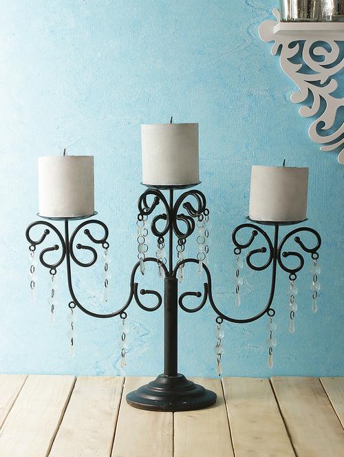 home sparkle three arms black iron candle votive stand centerpiece table decor tealight holder party - 15924169 - Very Small Image - 1