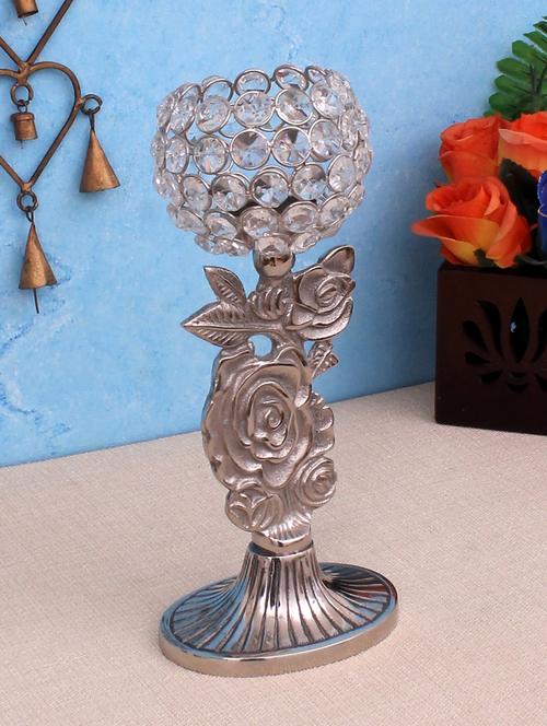 crystal flower shaped decorative silver tea light holder - 15924180 - Very Small Image - 1