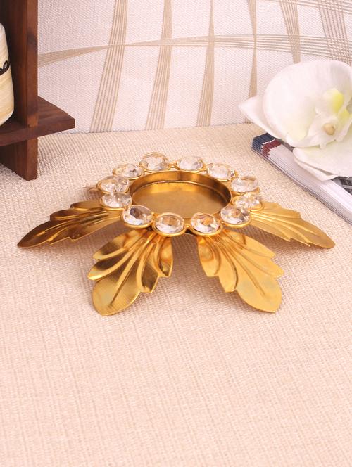 crystal flower shaped decorative golden tea light holder - 15924183 - Very Small Image - 1