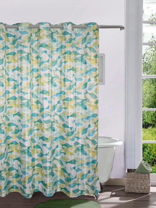 lushomes digitally printed fish doodle shower curtain with 10 eyelets, size: 72x82 inches (single pc) - 15924685 - Very Small Image - 1