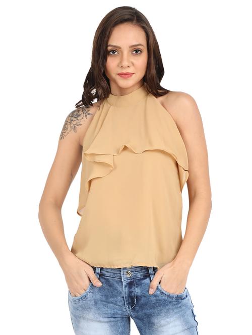 halter neck ruffle overlay top - 15924709 - Very Small Image - 1