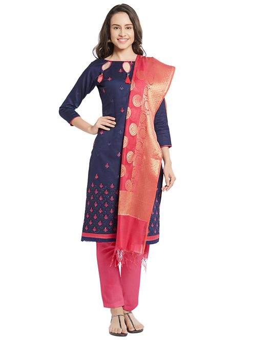 embroidered unstitched pant suit - 15925249 - Very Small Image - 1