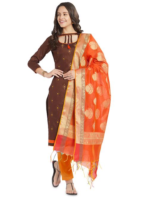 embroidered unstitched pant suit - 15925251 - Very Small Image - 1