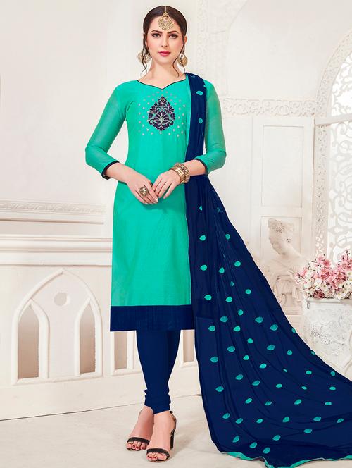 embroidered unstitched churidaar suit - 15925261 - Very Small Image - 1