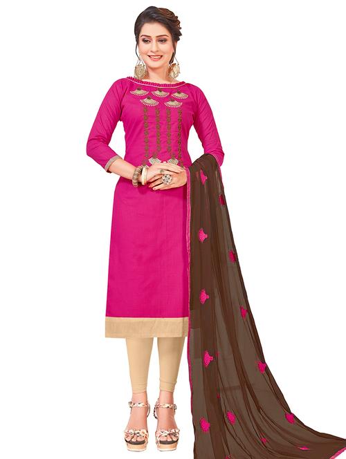 embroidered unstitched churidaar suit - 15925282 - Very Small Image - 1