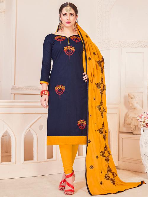 embroidered unstitched churidaar suit - 15925283 - Very Small Image - 1