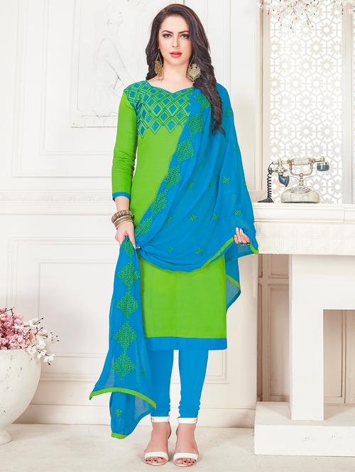 embroidered unstitched churidaar suit - 15925297 - Very Small Image - 1