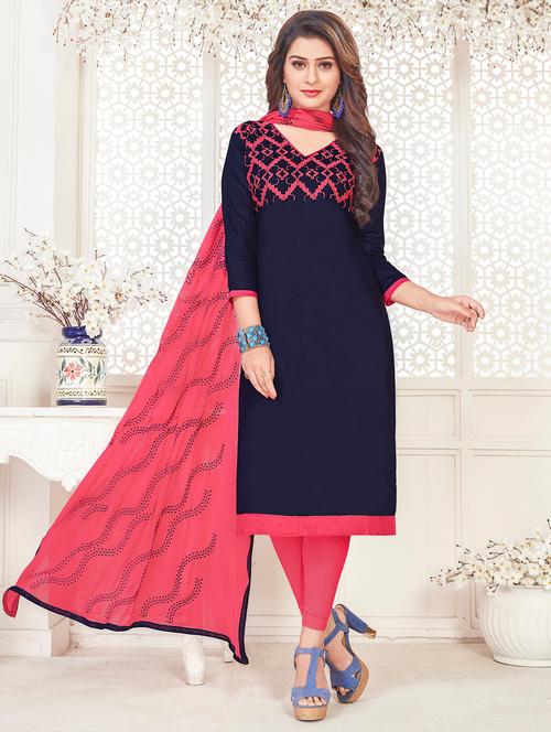 embroidered unstitched churidaar suit - 15925298 - Very Small Image - 1