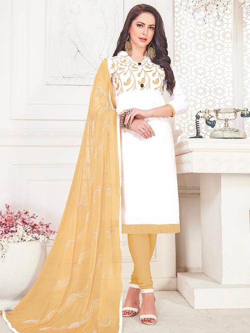 embroidered unstitched churidaar suit - 15925300 - Very Small Image - 1