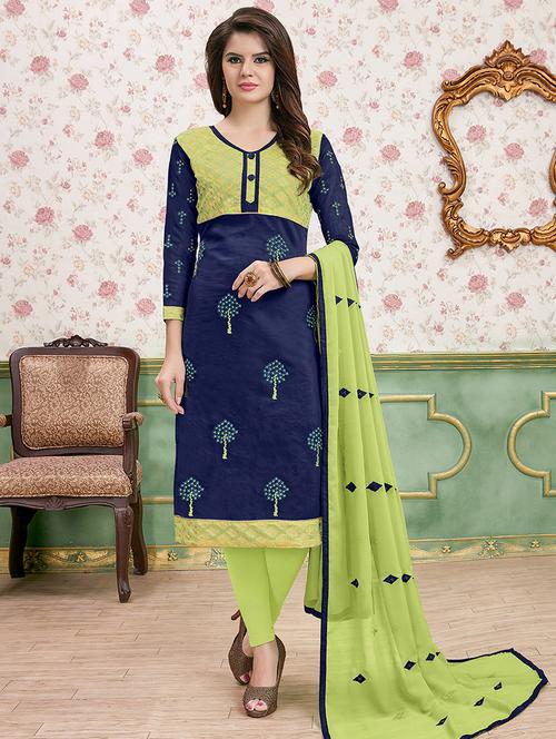embroidered unstitched churidaar suit - 15925303 - Very Small Image - 1