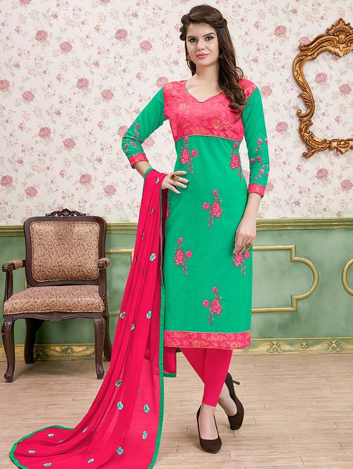 embroidered unstitched churidaar suit - 15925304 - Very Small Image - 1