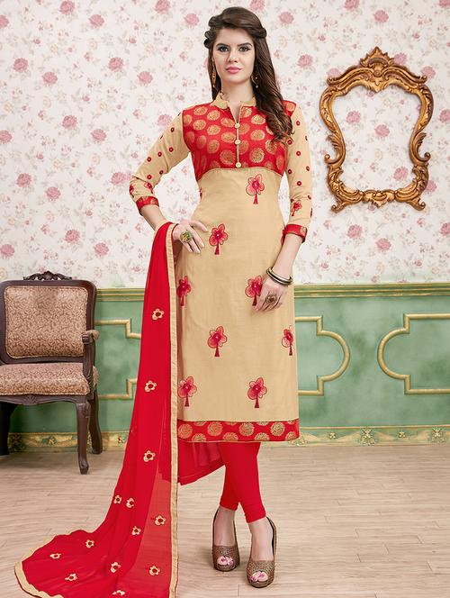 embroidered unstitched churidaar suit - 15925307 - Very Small Image - 1